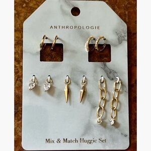 Anthropologie Charming Huggie Loop Earrings Set